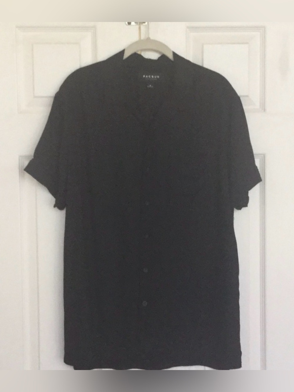 Pacsun black camp collar button down shirt
